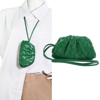 BOTTEGA VENETA 577816大格編織羊皮迷你頸掛手提包.綠