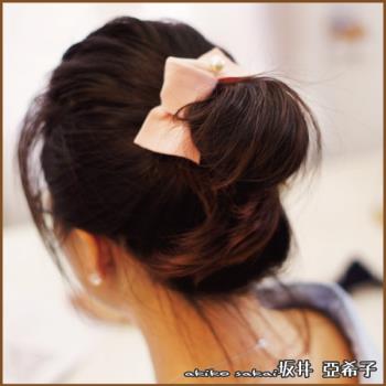 『坂井．亞希子』素色簡約寬版珍珠蝴蝶結髮夾