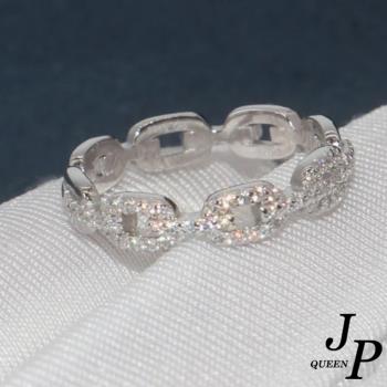           【Jpqueen】麻花鐵鍊鏤空晶鑽簡約戒指(銀色)                  