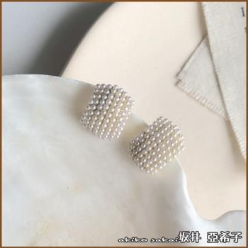 『坂井．亞希子』925純銀甜蜜時光弧形滿版珍珠耳環