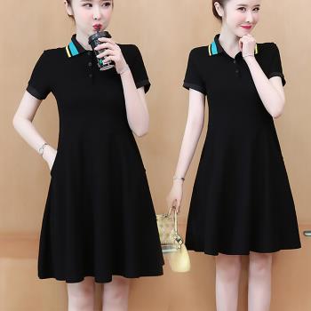 麗質達人 - 9661黑色短袖洋裝