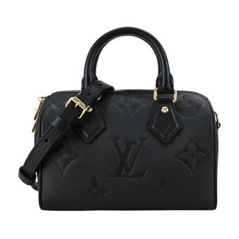 Louis Vuitton 經典Speedy Bandouliere 20牛皮壓紋手提/斜背波士頓包(黑色)