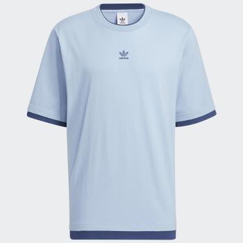 Adidas ADICOLOR 男裝 短袖 T恤 休閒 雙層 落肩 刺繡 藍【運動世界】HM7993