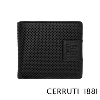 【Cerruti 1881】頂級義大利小牛皮 12卡男用短夾 KLAUS系列 黑色 (CEPU05539M)
