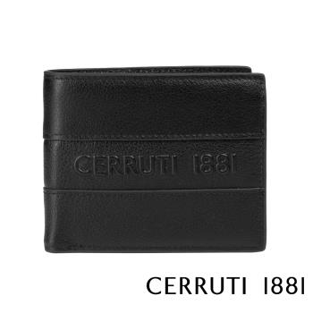 【Cerruti 1881】頂級義大利小牛皮 4卡零錢袋男用短夾 VASCO系列 黑色 (CEPU05039M)