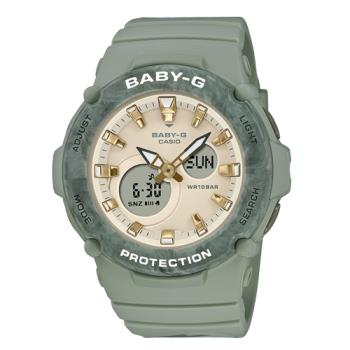 【CASIO 卡西歐】CASIO BABY-G 雙顯女錶 樹脂錶帶 防水100米 森林綠 BGA-275(BGA-275M-3A)