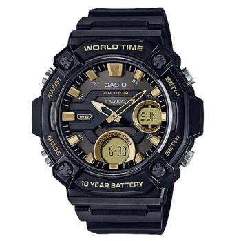【CASIO 卡西歐】CASIO 雙顯錶 樹脂錶帶 十年電力 防水100米 碼錶 AEQ-120W(AEQ-120W-9A)