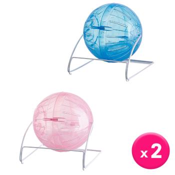 CARNO卡諾-小動物運動健身滾球/倉鼠運動跑球 x2入(藍色/粉紅色)