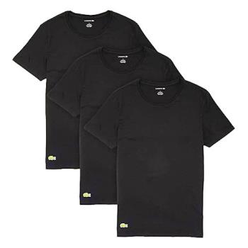 Lacoste 2022男時尚棉質修身黑色V領短袖內衣3件組