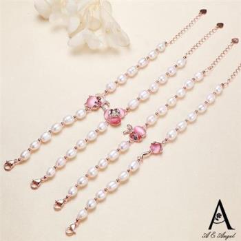           【ANGEL】米型不規則珍珠鑽絢麗手鍊(9色可選)                  