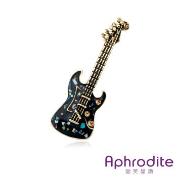 【愛芙晶鑽】彩貝鑲嵌搖滾電吉他造型胸針 造型胸針 (2款任選)