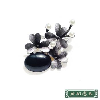 【石拓璞玉】復古擦黑寶石珍珠花朵造型胸針 造型胸針 珍珠胸針 (3款任選)  