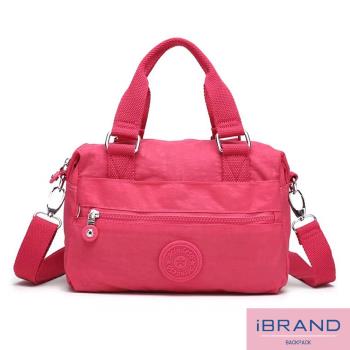 iBrand 輕盈素色防潑水尼龍手提斜側背包 - 桃紅色 MDS-8515