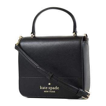 KATE SPADE 防刮十字紋翻蓋手提/斜背二用方包-黑色