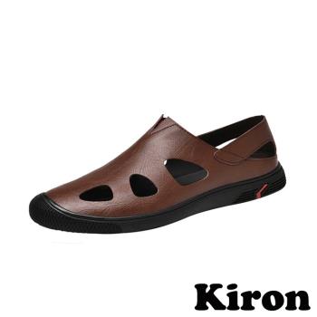 【Kiron】休閒鞋 機能休閒鞋/護趾機能縷空挖口百搭透氣休閒鞋-男鞋 棕