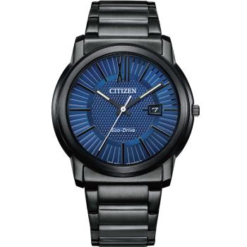 CITIZEN 星辰 光動能簡約大三針手錶-海軍藍/42mm (AW1217-83L)