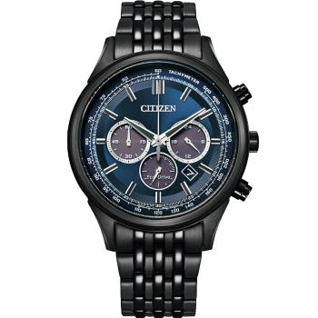 CITIZEN 星辰 亞洲限定 情人節推薦款 光動能計時手錶-黑X冰川藍 (CA4418-82L)