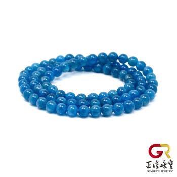 【正佳珠寶】藍磷灰 深邃藍 6mm 三圈手珠 藍磷灰手珠(知識能量寶石) 
