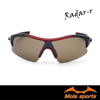 運動 太陽眼鏡 墨鏡 男女 UV400 防紫外線 黑紅框 茶片 安全鏡片 Radar-r Mola摩拉