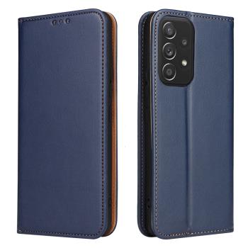 Fierre Shann 真皮紋 Samsung A33 5G (6.4吋) 錢包支架款 磁吸側掀 手工PU皮套保護殼