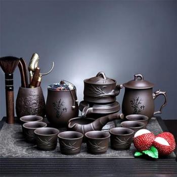 【唐豐/聖藏】紫砂懶人自動茶具功夫茶茶具套裝組家用 泡茶壺 茶道 石磨茶杯 茶葉罐