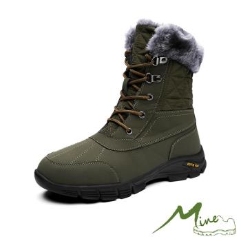 【MINE】雪靴 休閒雪靴/保暖機能防潑水時尚拼接休閒雪靴 - 男鞋 綠