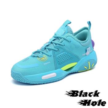 【BLACK HOLE】籃球鞋 運動籃球鞋/超彈力潮流圖騰拼接個性運動籃球鞋- 男鞋 藍
