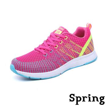 【spring】運動鞋 機能運動鞋/時尚彩線飛織機能大底運動鞋 玫紅