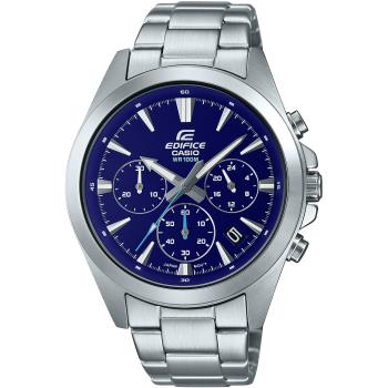 CASIO 卡西歐 EDIFICE 簡約運動風三眼計時手錶-藍 (EFV-630D-2A)