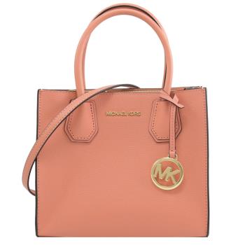 MICHAEL KORS MERCER 素面荔枝紋手提兩用包.玫粉