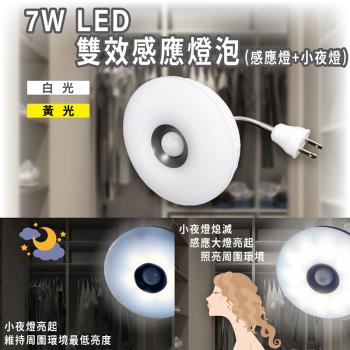 ［明沛］7W LED雙效感應燈泡(感應燈+小夜燈)(彎管插頭型)-插頭設計 即插即用-白光 黃光可選-MP6781