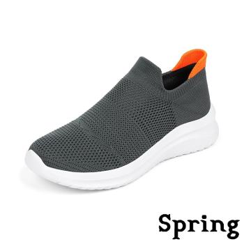 【SPRING】運動鞋 休閒運動鞋 /超輕量撞色飛織襪套設計休閒運動鞋 - 男鞋 灰