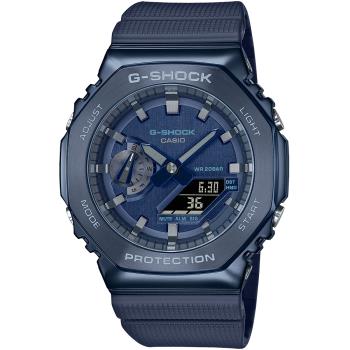 CASIO G-SHOCK 金屬八角農家橡樹雙顯腕錶/藍/GM-2100N-2A