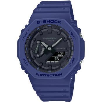 CASIO G-SHOCK 八角農家橡樹雙顯腕錶/藍/GA-2100-2A