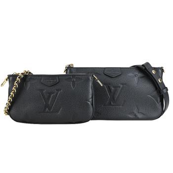 Louis Vuitton Multi Pochette Accessoires壓花牛皮混合式斜背袋(黑色)
