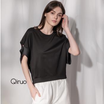 【Qiruo 奇若】春夏黑色時尚造型上衣 3196A 袖子裸空設計