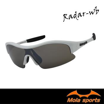 Mola摩拉 運動太陽眼鏡 墨鏡 男女 UV400 白框 茶片 小臉 安全鏡片 Radar-wb