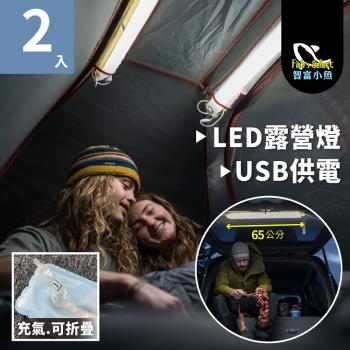 【小魚嚴選】可摺疊充氣USB供電LED露營燈 2入
