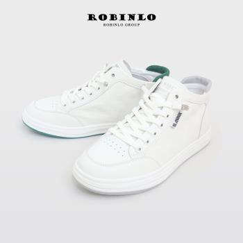 Robinlo街頭個性高筒免綁帶休閒鞋/小白鞋EDANA-綠色/灰色