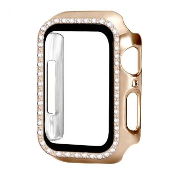 IN7 Apple Watch Series 7單排鑲鑽手錶防摔電鍍保護殼 45mm PC+鋼化膜 保護套