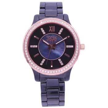 NATURALLY JOJO 華麗宣誓晶鑽時尚優質腕錶-黑+玫瑰金-JO96933-88R
