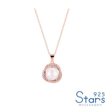 【925 STARS】純銀925微鑲美鑽高級感淡水珍珠氣質項鍊 造型項鍊 美鑽項鍊 珍珠項鍊 情人節禮物 (2款任選)