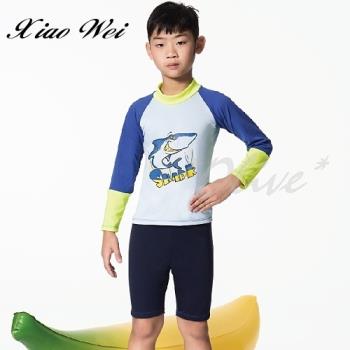 蘋果牌 流行男童長袖二件式泳裝 NO.107202