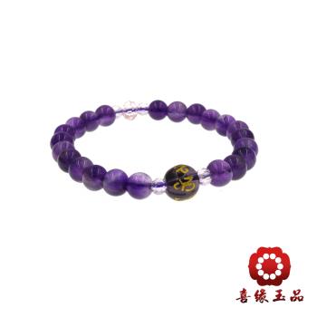 【喜緣玉品】天然紫水晶六字真言念珠(６mm)