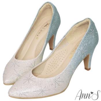 Ann’S艾莎女王-漸層色調冰雪手工燙鑽尖頭婚鞋-藍(版型偏小)