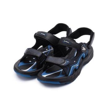 皮爾卡登 磁釦彈力運動涼鞋 黑藍 男鞋 鞋全家福