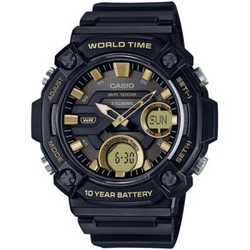CASIO 卡西歐 10年電力 冒險精神 計時雙顯錶-黑x金 (AEQ-120W-9AV)