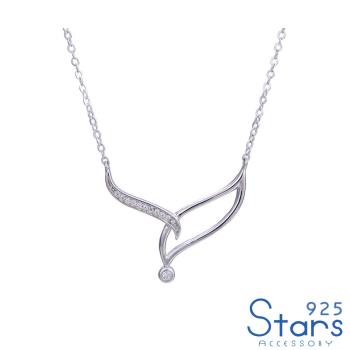 【925 STARS】純銀925微鑲美鑽狐狸之眼線條造型項鍊 造型項鍊 美鑽項鍊