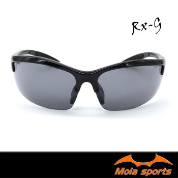 Mola摩拉 近視 太陽眼鏡推薦 運動 墨鏡 男女 UV400 防紫外線 黑框 灰片 Rx-g 