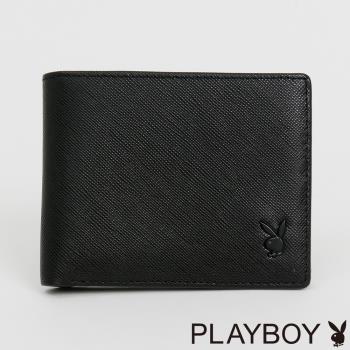 PLAYBOY - 基本短夾附零錢袋 Centers系列系列 - 黑色